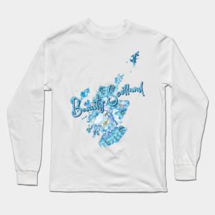 Beauty Scotland With Beauty Blue Flower Long Sleeve T-Shirt